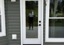 ProVia Legacy fiberglass door installation detail showing durable design and professional installation